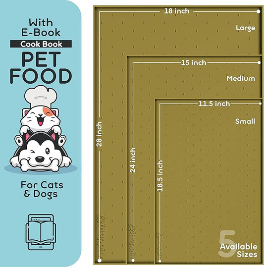 Dog Food Mat - 24x15 Raised Edges Dogs Mat for Food and Water Prevent Spill, Waterproof Cat Food Mats Protect Floors, Easy Clean Dog Bowl Mats for Food and Water, Silicone Pet Feeding Placemats