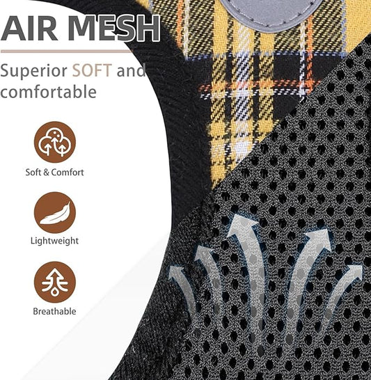 PUPTECK Adjustable Dog Harness Collar and Leash Set Step in No Pull Pet Harness for Small Medium Dogs Puppy and Cats Outdoor Walking Running, Soft Mesh Padded Reflective Vest Harnesses, Yellow, S