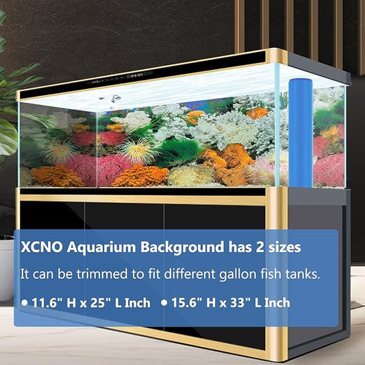 Aquatic Plant Aquarium Background Sticker Coral HD Fish Backgrounds for Aquariums Gravel Stone Fish Tank Wallpaper Decorations 2 Sided 12"x 25"
