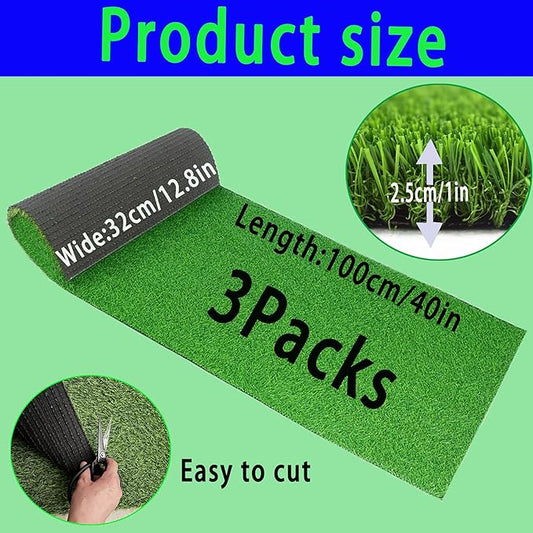 Artificial Grass,3 Rolls 12.8 x 40x1in,Rug Realistic Indoor Outdoor Rug for Dogs, with Drain Holes, Fake Grass Dog Pet Turf Mat for Garden Lawn Landscape Patios.