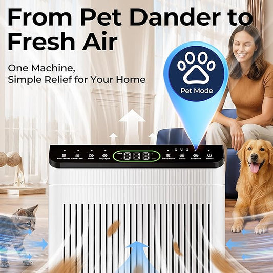Air Purifiers for Home Large Room up to 2200sq.ft with Washable Filters, EVALIT Air Purifiers for Bedroom with Fragrance, PM 2.5 Display Air Quality Sensor for Smoke Dust Odors, White, 1Pack+3Modes