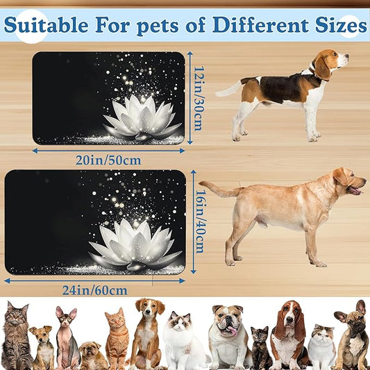 Magic White Lotus Pet Feeding Mat–Christmas Stocking Quick Dry Absorbent Dog Cat Food Mat, Non Slip Waterproof Bowl Placemat for Messy Eaters, Pet Accessories for Floors 16"x24"