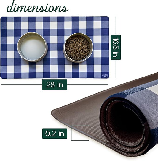 CROXTON & CO. Non-Slip Faux Leather Pet Feeding Mat for Dog Bowls | Large Bowl Mat for Food and Water | Durable, Easy-to-Clean Pet Food Mat for Floors | Size: 16.5"x28"