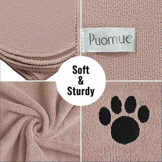 3 Pack Microfiber Dog Towels for Drying Dogs, Super Absorbent and Soft Pet Grooming Towel, 40 Inch X 23.6 Inch, Perfect Dog Drying Towels for Large, Medium or Small Dogs, Camel