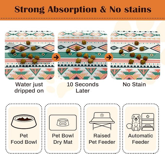 Pet Feeding Mat for Floors Waterproof Dog Mat for Food and Water Absorbent Quick Dry Non Slip mat for Cat Bowls