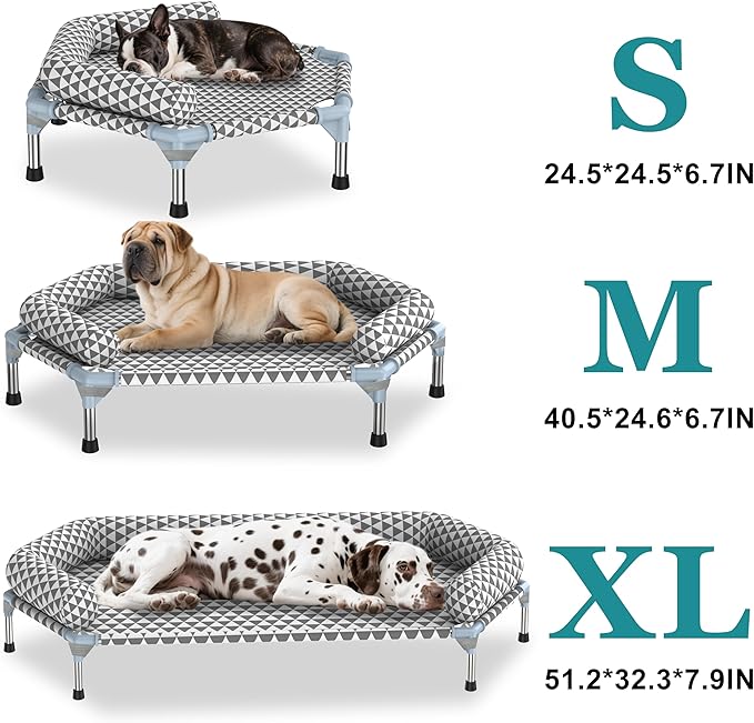 Orthopedic Dog Bed for Small Dogs - Removable Bolsters & cleanable Cover,Elevated Outdoor Dog Bed,Raised Dogs Bed,Easy to Assemble,Up to 75 lbs,Small