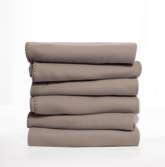 Fleece Throw Blanket Set Bulk for Travel Kids Outdoor Wedding Pet (Camel, Pack of 6 50x60 Inches)
