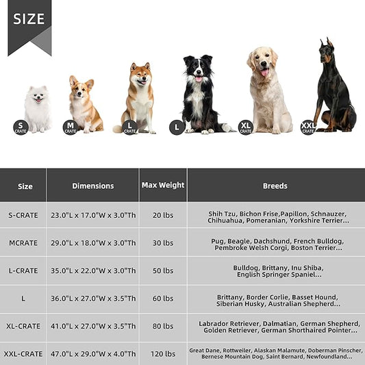 Dog Bed Large Sized Dogs, Orthopedic Flannel Pet Beds with Removable Washable Cover, Waterproof Indestructible Big Dog Bed with Anti-Slip Bottom, Egg Crate Memory Foam Pad, 35.0"x22.0"x3.0", Grey