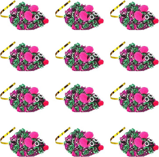 SunGrow 12 Pack Cat Crinkle Mice, 6x1.5 Inch Mice for Indoors, Keep Your Feline Energetic & Excited with Vibrant Colors, Lightweight Design for Long-Lasting Fun, Perfect for Playtime