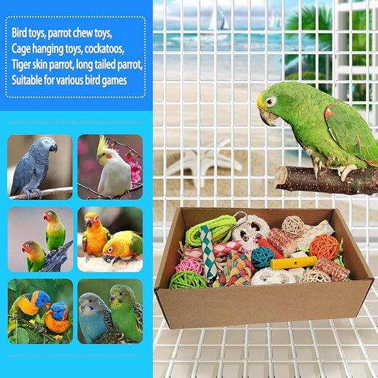 bird toys,Colorful Parrot Foraging and Tearing Toy Box - Suitable for chewing and foraging of long tailed parrots, Quaker parrots,cockatoos, Sun Conure, and other small and medium-sized parrots