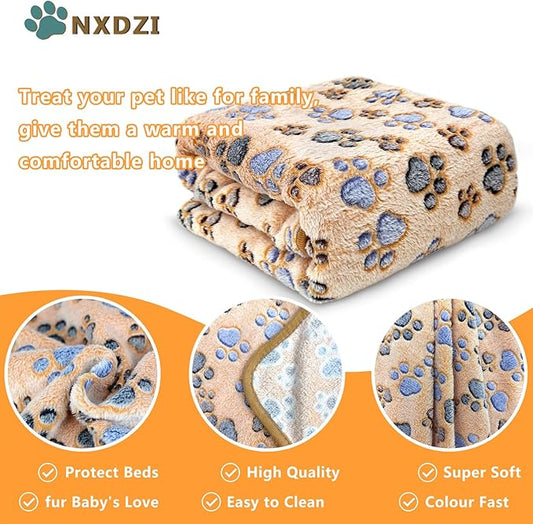 Dog Blankets for Large Dogs, 3 Pcs Dog Blanket Washable, Soft Fluffy Flannel Pet Blanket Mat Cover for Bed Couch, Cute Print Puppy Blanket 60" x 50"