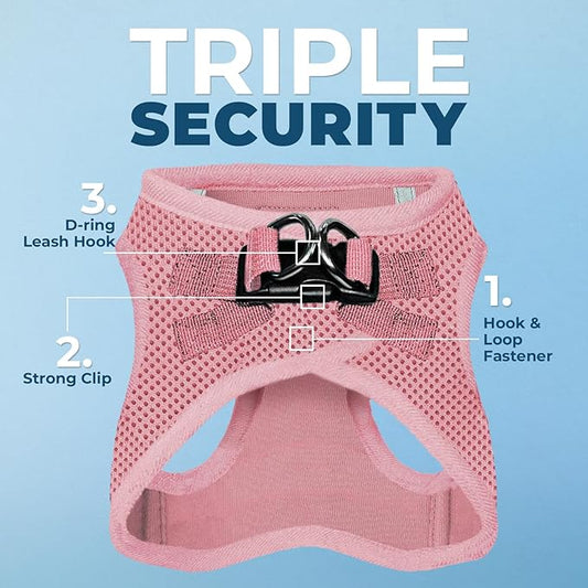 Best Pet Supplies Voyager Step-in Air Harness - All Weather Mesh, Reflective, No Pull Harness for Dogs, Cats - Secure with Hook & Loop Fastener, Buckle, Double D-Rings - Pink, XS