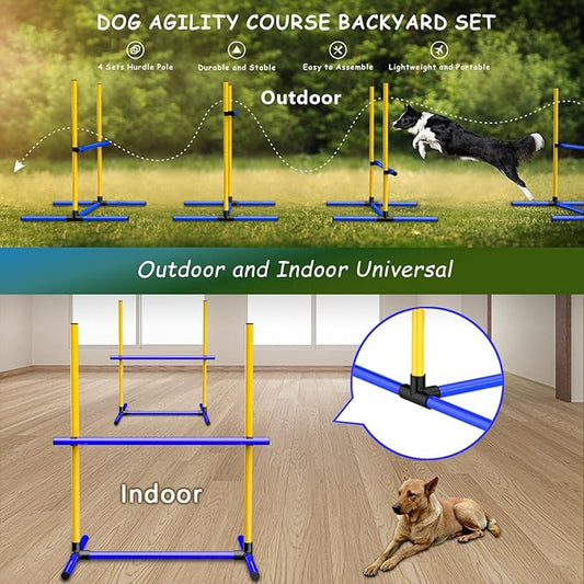 Dog Agility Hurdle Training Set, 4-Sets Jump Bar Equipment for Indoor & Outdoor Backyard Exercise