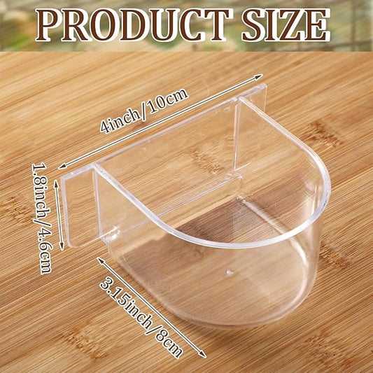 LemonRoad 4 Pcs Bird Cage Feeder Food Water Feeder for Cage Feeding Drinking Bowl Seed Container Dishes Birdcage Tray Replacement Clear Thick Food Trough Box Accessories for Bird Parrot Pigeon Chicken