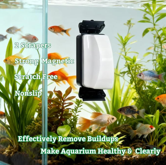 Aquarium Magnetic Tank Cleaner,Tool Brush for Aquarium,Effective Clean Buildups on The Glass,2 Scrapers,Self-Floating,Scratch Free,Nonslip,Strong Magnetic,DeeKleen Fish Tank Accessories(Small)