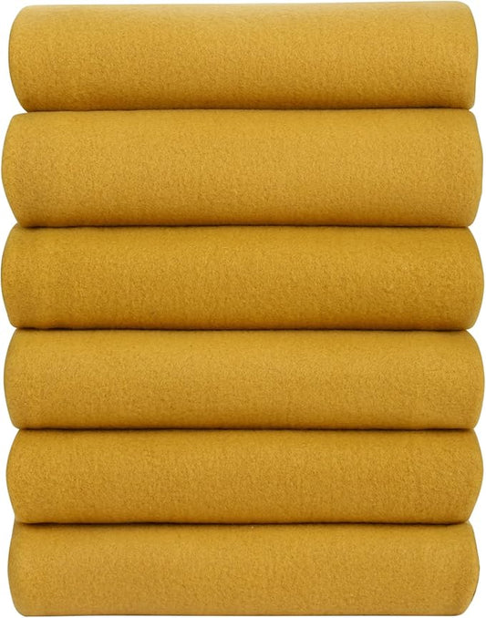 Fleece Throw Blankets Bulk Fleece Blankets Solid Wholesale Lightweight Warm Soft for Pet Bed Sofa Couch Office Wedding Gifts Travel Seasons Yellow 50x60 Inches Pack of 6