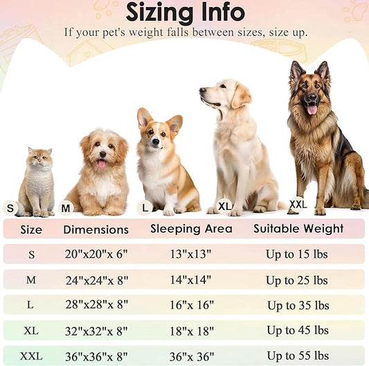 Dogs Bed for Small Dogs, Anti-Anxiety Washable Round Bed (Rainbow, 24.0" L x 24.0" W x 8.0" Th)
