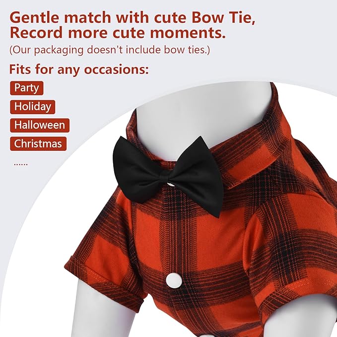Koneseve Dog Shirt Plaid Dog Clothes for Small Dogs Boy Girl Cat Clothes Soft Puppy Outfit Adorable Pet T-Shirts Kitten Grid Costume Apparel Thanksgiving Christmas Clothing (Red#1; M/Medium)