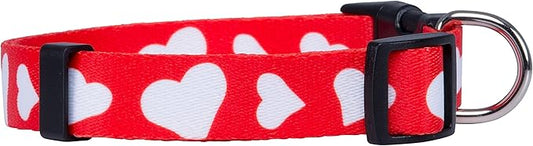 Native Pup Valentine’s Dog Collar- Valentines Day Pet Collars- Valentine Girly Hearts- Pink Red Heart- Cute Boy Girl Puppy Gift- Adjustable for Small, Medium, Large Breeds (Red Heart, Small)