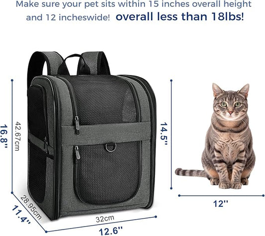 Apollo Walker Pet Carrier Backpack for 4-18lb Cats and Dogs, Puppies, Safety Features and Cushion Back Support | for Travel, Hiking, Outdoor Use (Gray)