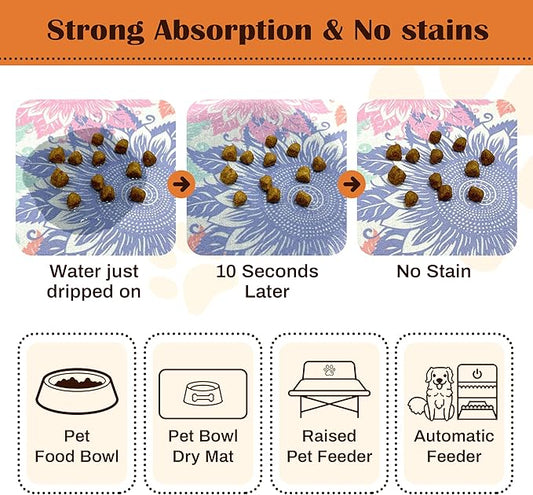 Pet Feeding Mat for Floors Waterproof Dog Mat for Food and Water Absorbent Quick Dry Non Slip mat for Cat Bowls