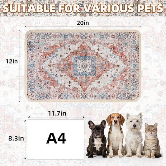 PUPTECK Dog Food Mat, Absorbent Pet Feeding Bowl Mat, Non-Slip Dog Mat for Food and Water, Quick Dry No Stains Cat Placemats Pet Supplies for Messy Drinkers, Brown 12"x20"