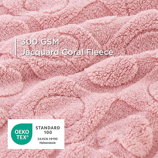 Bedsure Dog Blanket for Large Dogs Washable - Fluffy Fuzzy Puppy Cat Blanket with Premium 300GSM Coral Fleece Soft for Pet Kitten Doggy, Pink, 40x50IN