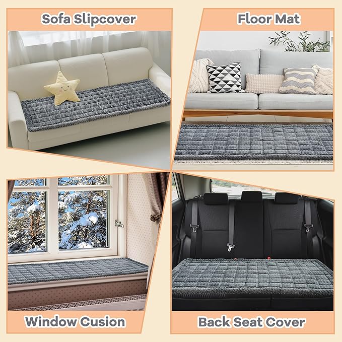 Washable Dog Couch Cover Protector, Non Slip Dog Bed Mat Machine Washable Large Blanket for Dogs, Pet Couches Covers for Sofa (Grey, 27.6 * 70.9 '')