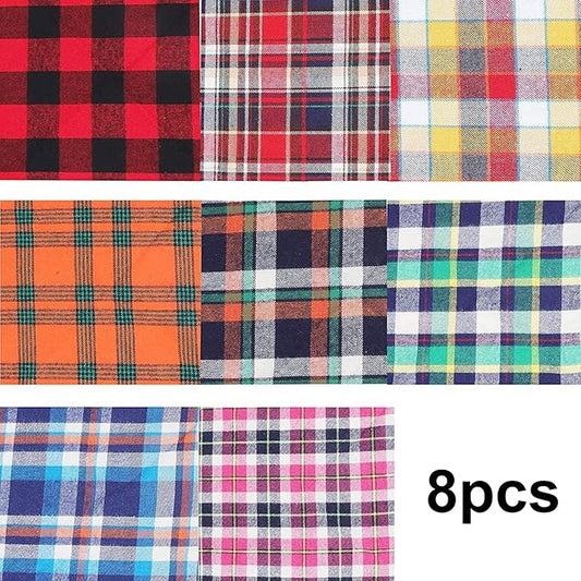 8 Pack Triangle Dog Bandanas, Reversible Plaid Painting Bibs Scarf, Washable Christmas Dog Bandanas Boy Girl Apparel & Accessories Kerchief Set