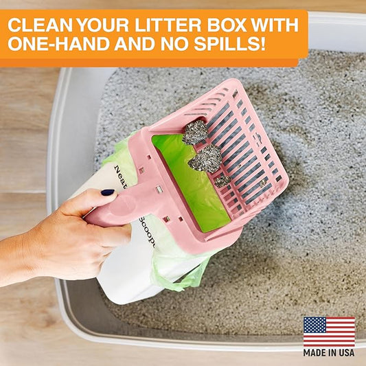 Neater Pet Brands Neater Scooper Standard Cat Litter Scoop, 15 Refill Bags – Mess-Free Cat Litter Scooper with Bag, Spill-Proof Kitty Box Sifter, Bin Doubles as Scoop Holder, For Single-Cat Households