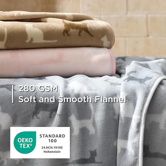 Bedsure 1 Pack 3 Pet Blankets, Super Soft Fluffy Premium Fleece Flannel Portable Throw Dog Blankets for Small Dogs, Printed Cat Puppy Blanket Pink/Grey/Brown Medium(30x40 inch)