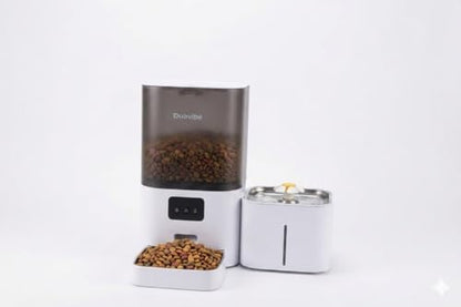 Smart Pet 2 in 1 Feeder and Fountain Water, WiFi App Control Automatic (White)