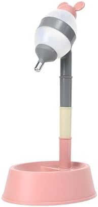 NACOCO Pet Standing Water Dispenser - Cat Dog Standing Bowl with Detachable Pole Automatically Feeding Water Height Adjustable(Grey-Pink Ear)