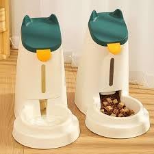Automatic Pet Feeder & Water Dispenser Set, 3.3L Gravity Food Dispenser + 3.1L Waterer, Non-Electric Cat & Dog Feeding Station with Flow Control, Anti-Slip Base, Large Capacity for Small & Medium Pets