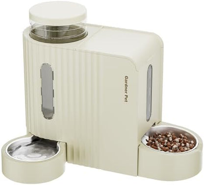 Gravity Automatic Cat Feeder, Water & Food Dispenser Set, Stainless Bowls