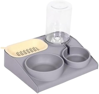 YiZYiF Automatic Pet Water Dispenser and Food Bowl Set Double Slow Feeder Bowls for Dogs Puppies and Cats Grey One Size