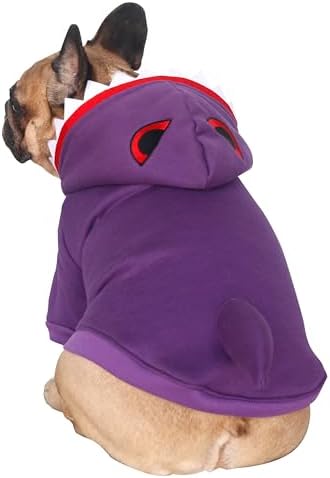 iChoue English Bulldog Halloween Shark Costume Clothes Hoodies Purple, XXL - Image 3