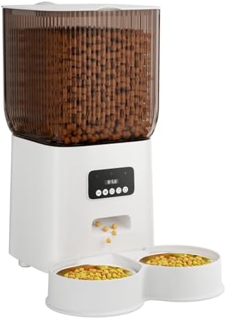 Automatic Cat Feeder, 5L Timed Cat Food Dispenser with Programmable Portion Control, Pet Feeder up to 9 Meals per Day for 2 Cats, Automatic Pet Feeder for Small Dogs Indoor(Botton)