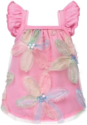 Fitwarm Embroidered Flower Ruffle Dog Shirt, Fancy Summer Clothes for Small Dogs Girl, Sweet Pet Tee, Pink, XS by Fitwarm