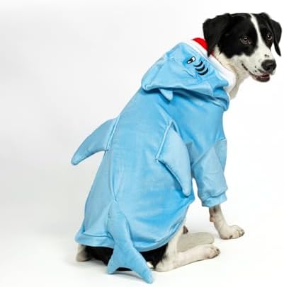 NACOCO Halloween Shark Dog Costume - Pet Christmas New Year Hoodie Warm Party Coat Outfit for Small and Medium Cat Dog Clothes(Blue Shark,L) - Image 6