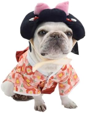 Kimono Pet Costume for French Bulldog, Funny Kimono Outfit, Dog & Cat Party Clothes, Halloween Cosplay (L) by Unknown
