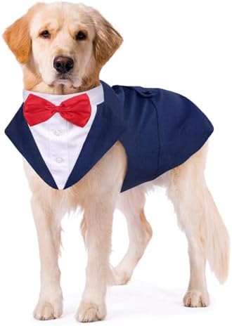 Kuoser Dog Tuxedo, Dog Suit and Bandana Set, Dogs Costume with D-Ring by Kuoser