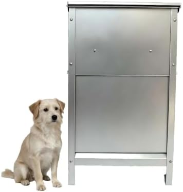 25 LBS Automatic Dog Feeder, Galvanized Steel Outdoor Pet Food Dispenser