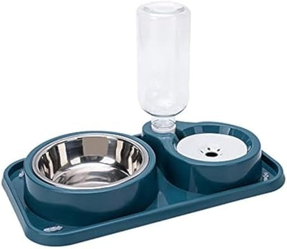 Love Dream Double Dog Cat Bowls, Anti-Slip Pet Food and Water Bowl Set