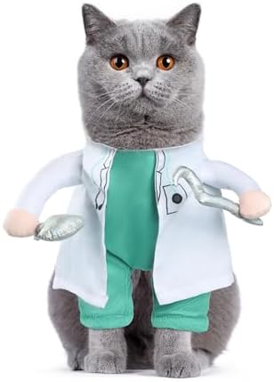 NACOCO Halloween Dog Doctor Costume - Pet Dentist Clothes Cat Funny Uniform Green Outfit Apparel Adjustable for Small Medium and Large Dogs(Green Dentist, XS) by HOME