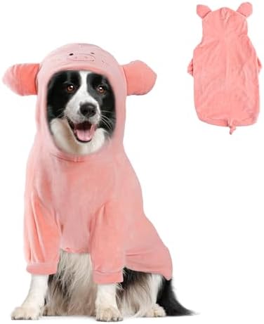 NACOCO Halloween Pig Dog Costume - Pet Christmas New Year Hoodie Warm Party Coat Outfit for Small and Medium Cat Dog Clothes(Pink Pig,XL) by HOME