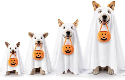 Halloween Dog Ghost Costume Set with Pumpkin Bucket by Miucat