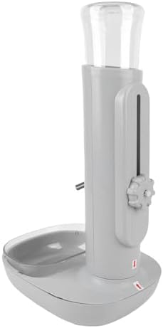 Pet Standing Water Dispenser Cat Dog Standing Bowl with Detachable Pole Automatically Feeding Water Height Adjustable for Cage, Crate (Grey)