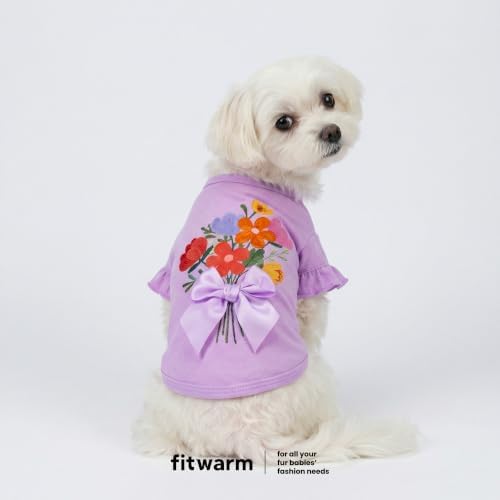 Fitwarm Floral Bouquet Dog Shirt, Sweet Summer Clothes for Small Dogs Girl, Lovely Pet Outfit, Lavender, Large - Image 2