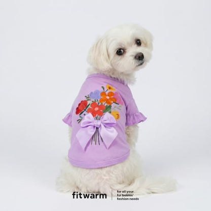 Fitwarm Floral Bouquet Dog Shirt, Sweet Summer Clothes for Small Dogs Girl, Lovely Pet Outfit, Lavender, Large - Image 2